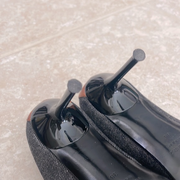 Dolce Gabbana womens size EU38 US8 heels jean fabric brown leather like new - Picture 8 of 9